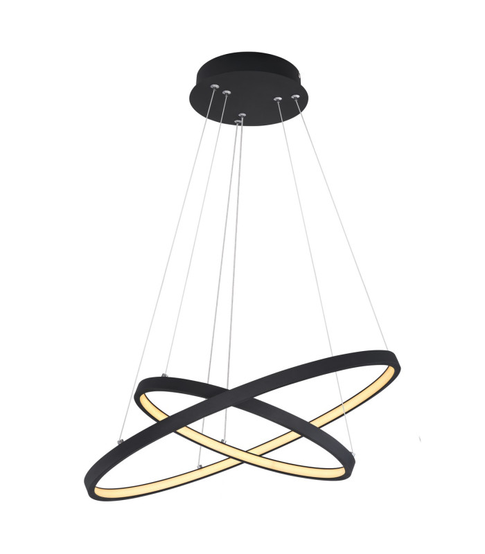 Ralph Twin Ring Pendant Ceiling Light Matt Black 2x LED Dimmable 3000K-1