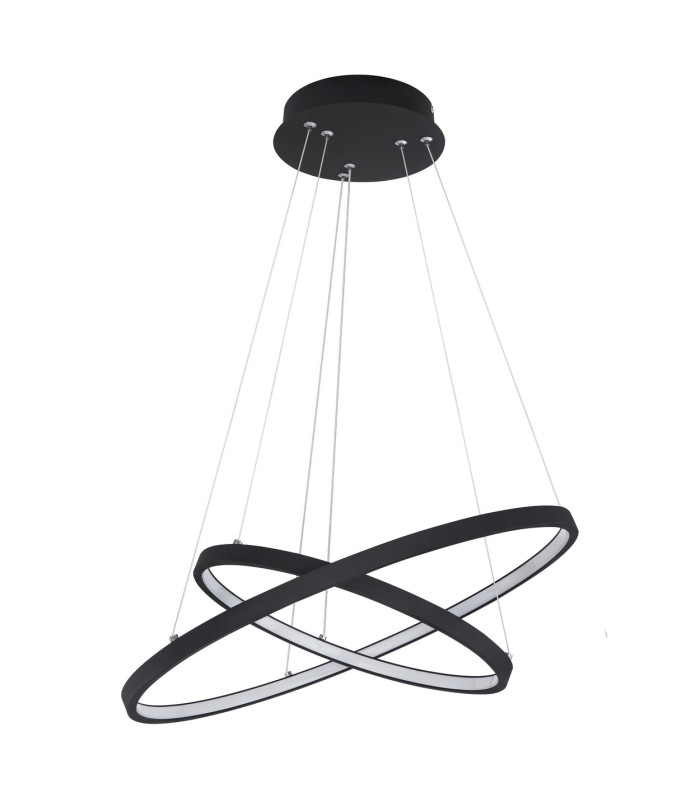 Ralph Twin Ring Pendant Ceiling Light Matt Black 2x LED Dimmable 3000K-2
