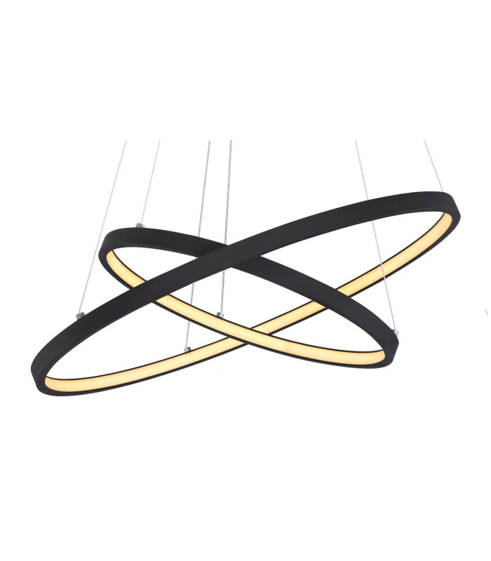 Ralph Twin Ring Pendant Ceiling Light Matt Black 2x LED Dimmable 3000K-3