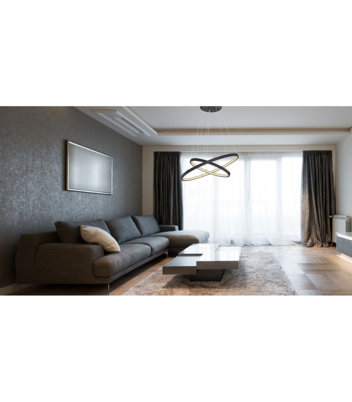 Ralph Twin Ring Pendant Ceiling Light Matt Black 2x LED Dimmable 3000K-4