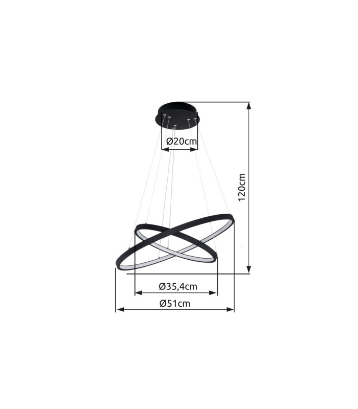 Ralph Twin Ring Pendant Ceiling Light Matt Black 2x LED Dimmable 3000K-5