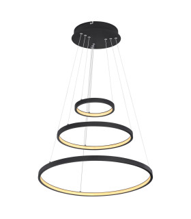 Ralph Triple Ring Pendant Ceiling Light Matt Black 3x LED Dimmable 3000K-1