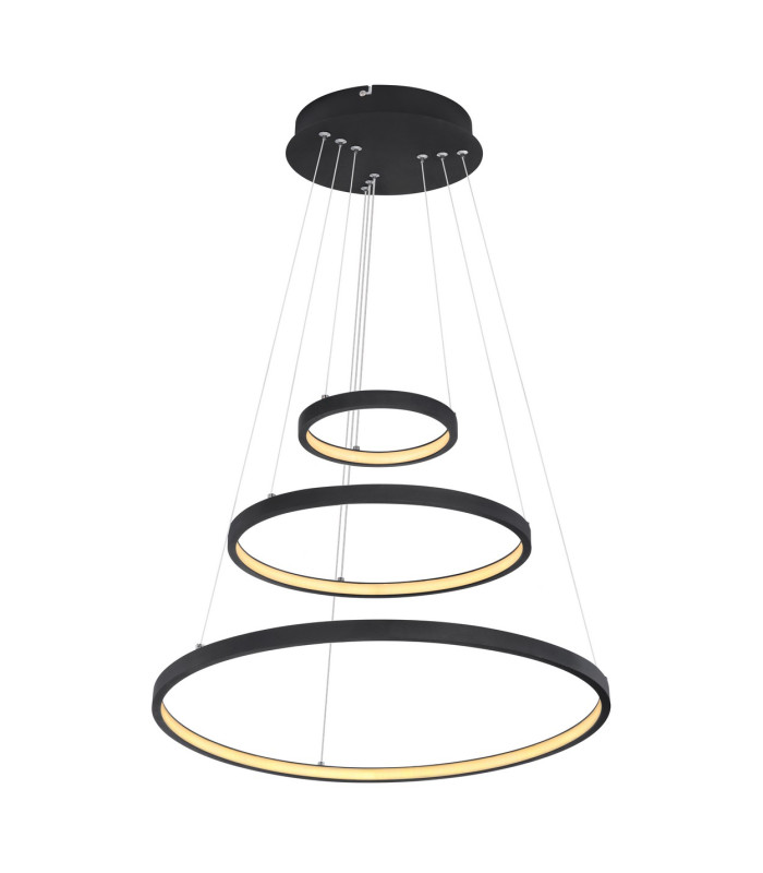 Ralph Triple Ring Pendant Ceiling Light Matt Black 3x LED Dimmable 3000K-1