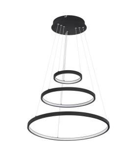 Ralph Triple Ring Pendant Ceiling Light Matt Black 3x LED Dimmable 3000K-2