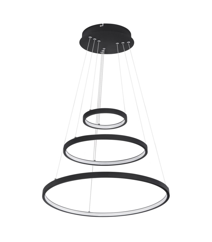 Ralph Triple Ring Pendant Ceiling Light Matt Black 3x LED Dimmable 3000K-2