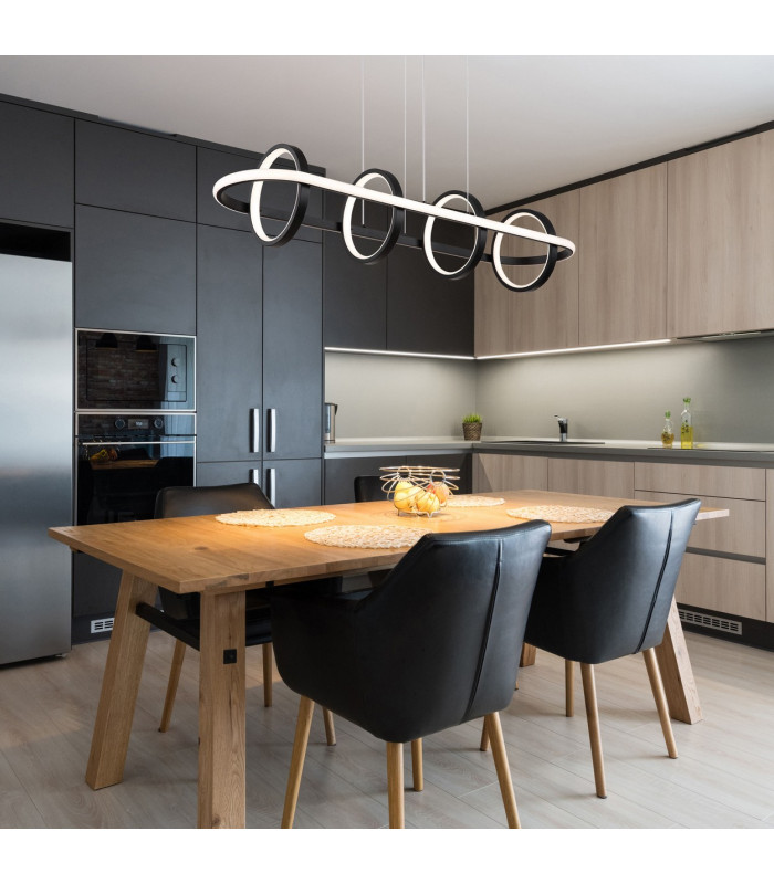 Wolfhard Rings Pendant Ceiling Light Matt Black 4x LED Dimmable 2700-6000K Remote Control-12