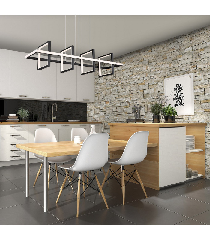 Wolfhard Squares Pendant Ceiling Light Matt Black 4x LED Dimmable 2700-6000K Remote Control-12