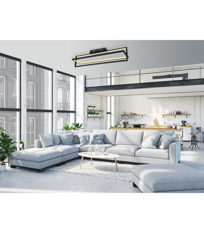 Flips Integrated LED Semi Flush Ceiling Light Matt Black LED Dimmable 2700-6500K Remote Control Timer-8