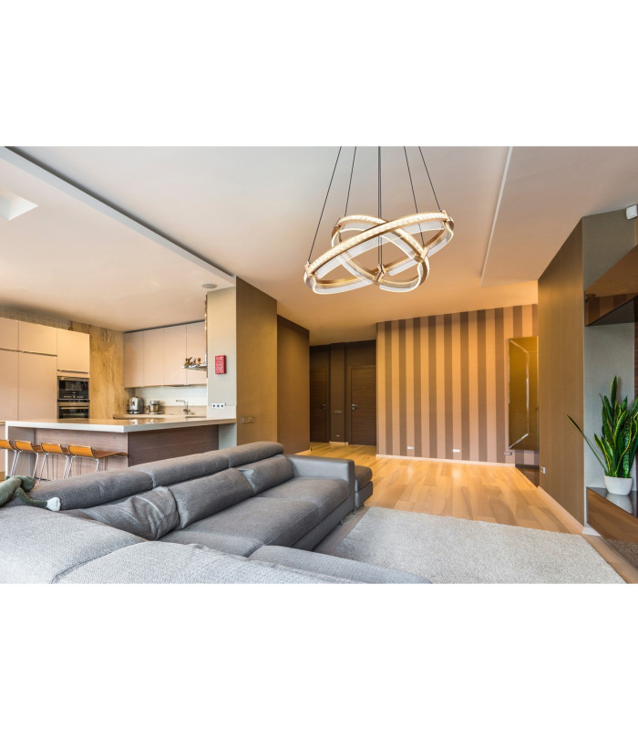 Blondie Twin Ring Pendant Ceiling Light Gold Colors K5 Crystals 2x LED Dimmable 2700-6000K Remote Control-12
