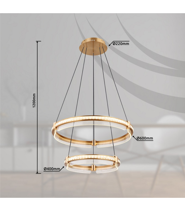 Blondie Twin Ring Pendant Ceiling Light Gold Colors K5 Crystals 2x LED Dimmable 2700-6000K Remote Control-15
