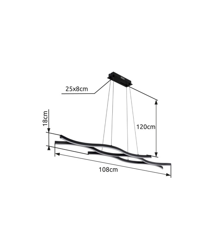 Geronimo Pendant Ceiling Light Matt Black 3x LED 3000K-6