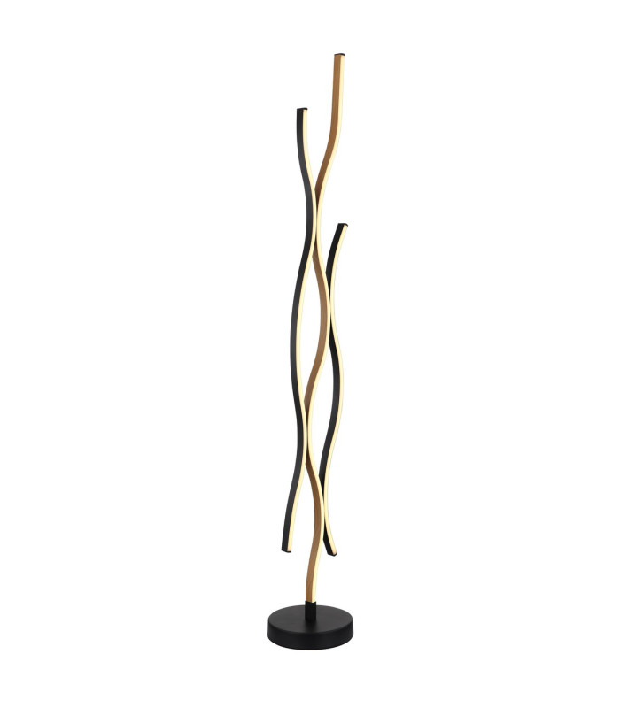 Geronimo LED Integrated Floor Lamp Matt Black Wood Effect 3x LED 3000K-1