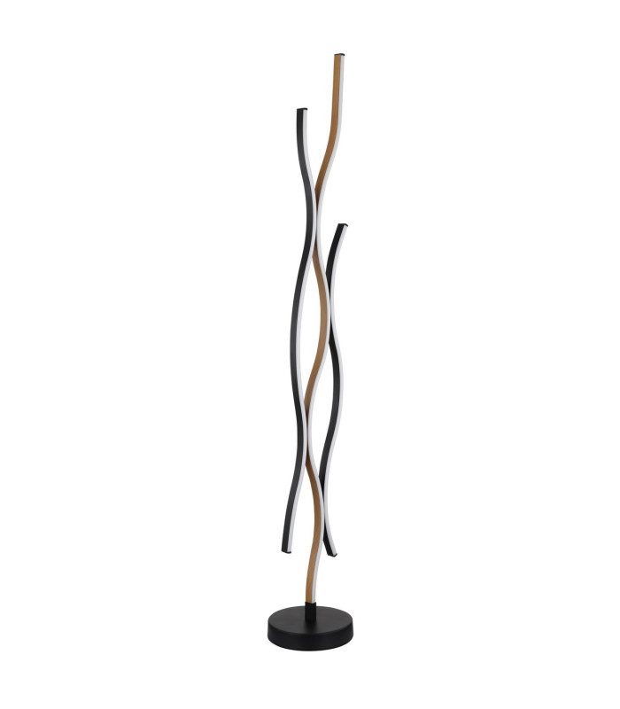 Geronimo LED Integrated Floor Lamp Matt Black Wood Effect 3x LED 3000K-2