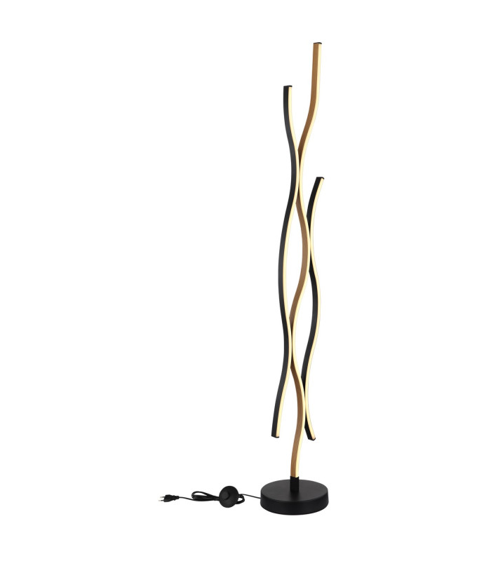 Geronimo LED Integrated Floor Lamp Matt Black Wood Effect 3x LED 3000K-4