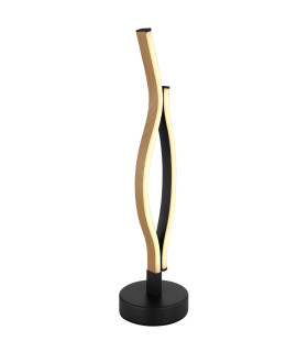 Geronimo Integrated LED Table Lamp Matt Black Wood Effect 2x LED 3000K-1
