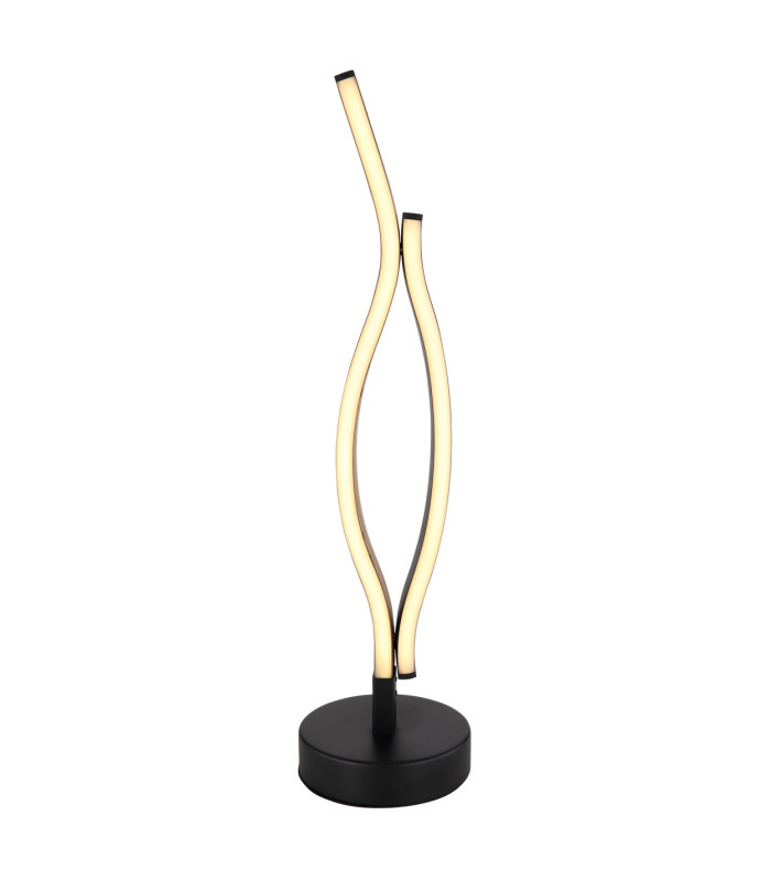 Geronimo Integrated LED Table Lamp Matt Black Wood Effect 2x LED 3000K-3