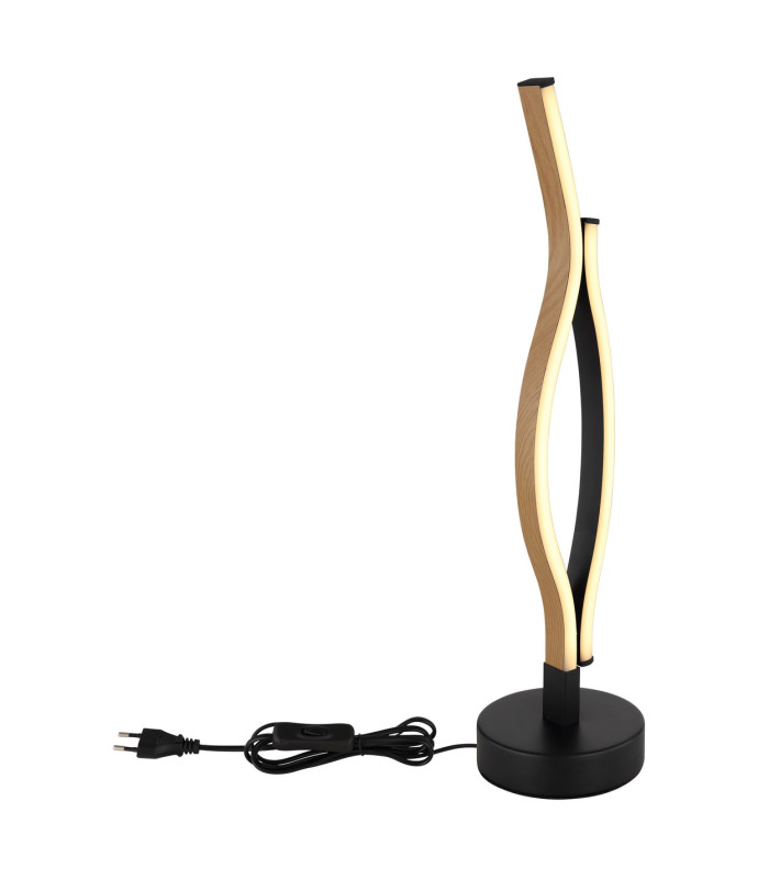 Geronimo Integrated LED Table Lamp Matt Black Wood Effect 2x LED 3000K-4