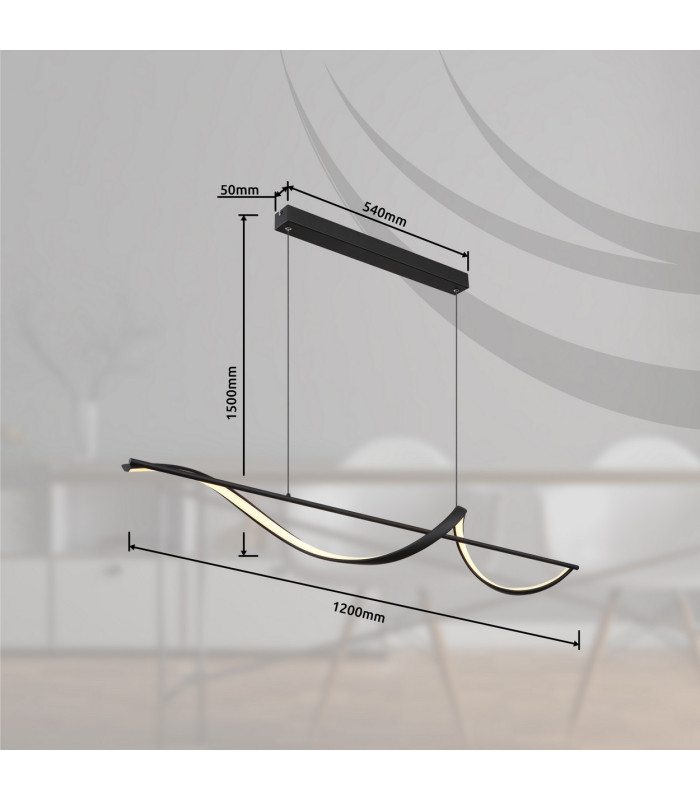 Violino Pendant Ceiling Light Matt Black LED 3000K-9