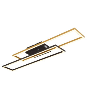 Dakari Integrated LED Semi Flush Ceiling Light Matt Black Gold 2x LED 3000K-1