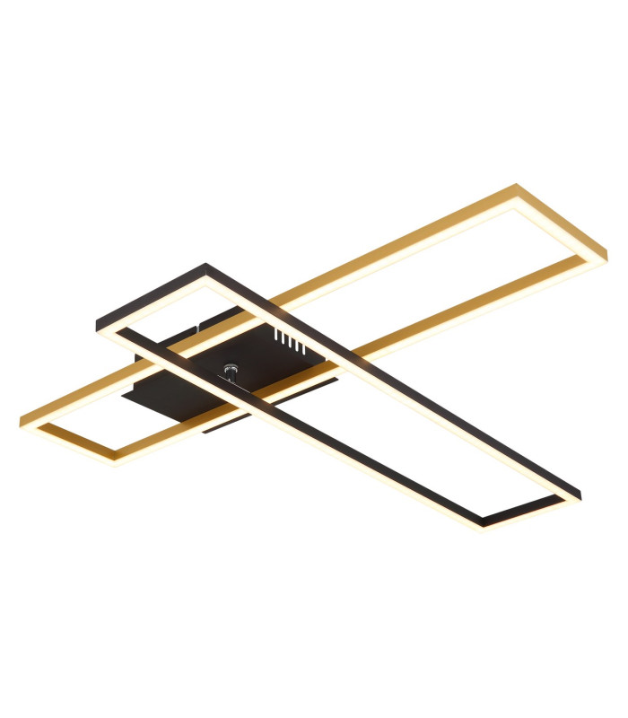 Dakari Integrated LED Semi Flush Ceiling Light Matt Black Gold 2x LED 3000K-5