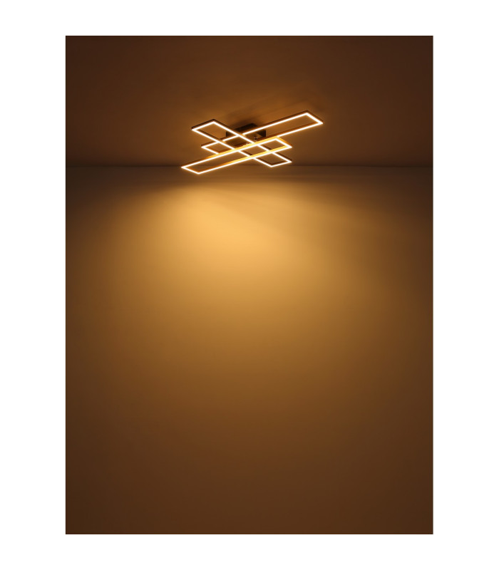 Dakari Integrated LED Semi Flush Ceiling Light Matt Black Gold 2x LED 3000K-6