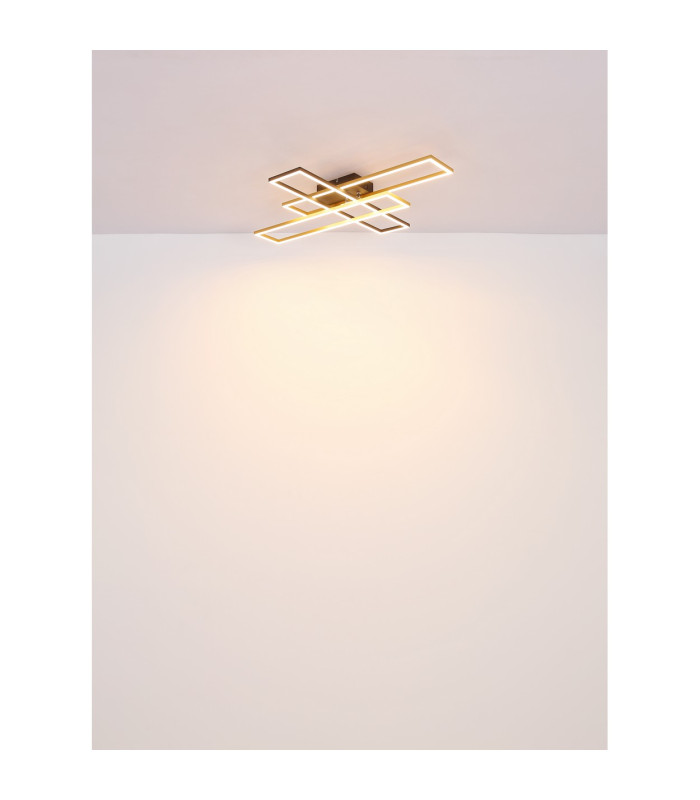 Dakari Integrated LED Semi Flush Ceiling Light Matt Black Gold 2x LED 3000K-7