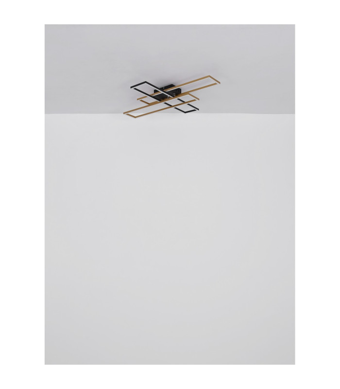 Dakari Integrated LED Semi Flush Ceiling Light Matt Black Gold 2x LED 3000K-8