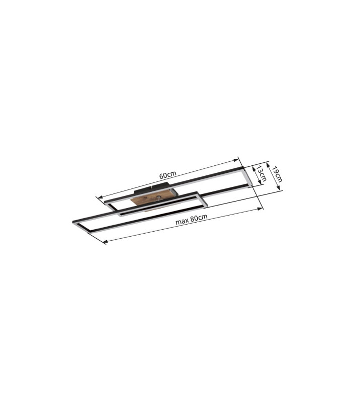 Dakari 80x60cm Integrated LED Semi Flush Ceiling Light Matt Black 2x LED 3000K-10