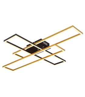Dakari 80x60cm Integrated LED Semi Flush Ceiling Light Matt Black Gold 3x LED 3000K-1