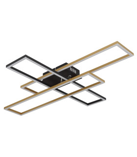 Dakari 80x60cm Integrated LED Semi Flush Ceiling Light Matt Black Gold 3x LED 3000K-2