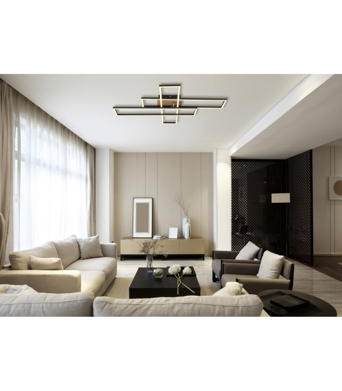 Dakari 80x60cm Integrated LED Semi Flush Ceiling Light Matt Black 3x LED 3000K-9