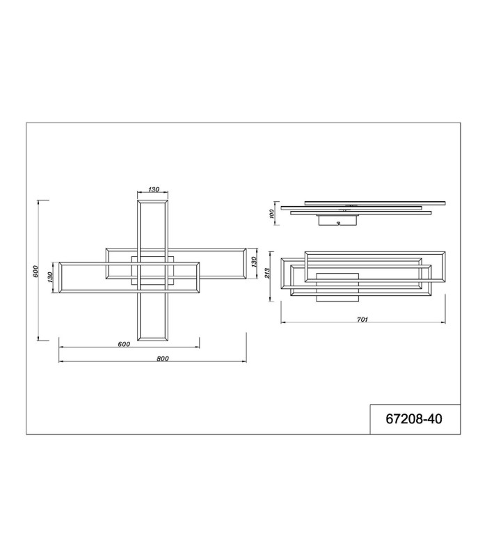 Dakari 80x60cm Integrated LED Semi Flush Ceiling Light Matt Black 3x LED 3000K-10