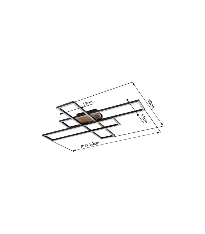 Dakari 80x60cm Integrated LED Semi Flush Ceiling Light Matt Black 3x LED 3000K-11