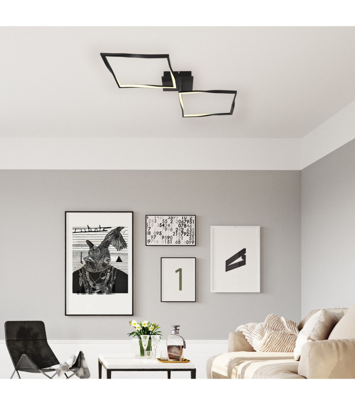 Maxxy Integrated LED Semi Flush Ceiling Light Matt Black 2x LED 3000K-10