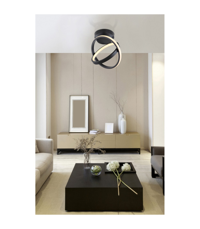 Kamilla Integrated LED Semi Flush Ceiling Light Matt Black 2x LED 3000K-6