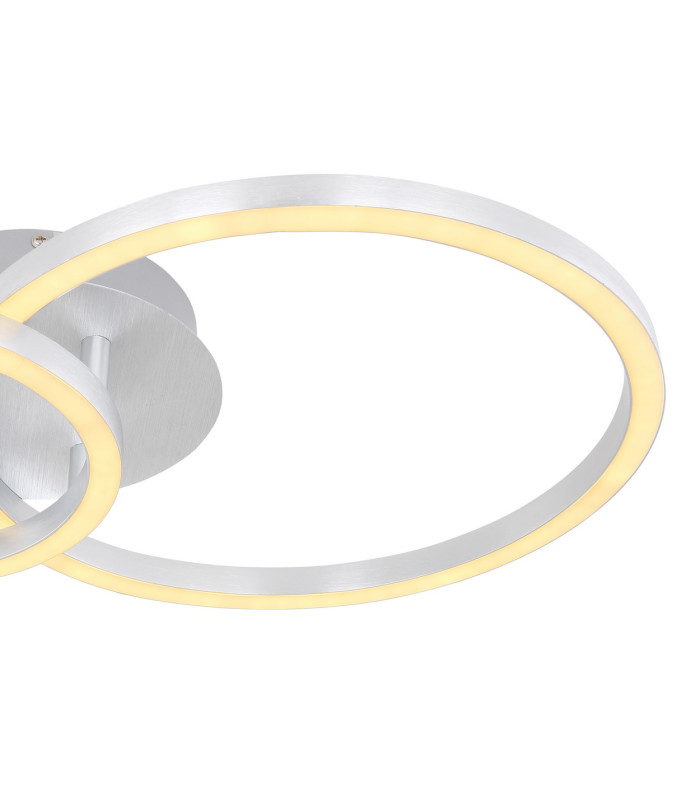 Reggy Integrated LED Semi Flush Ceiling Light Aluminium Brushed 2x LED 3000K-5