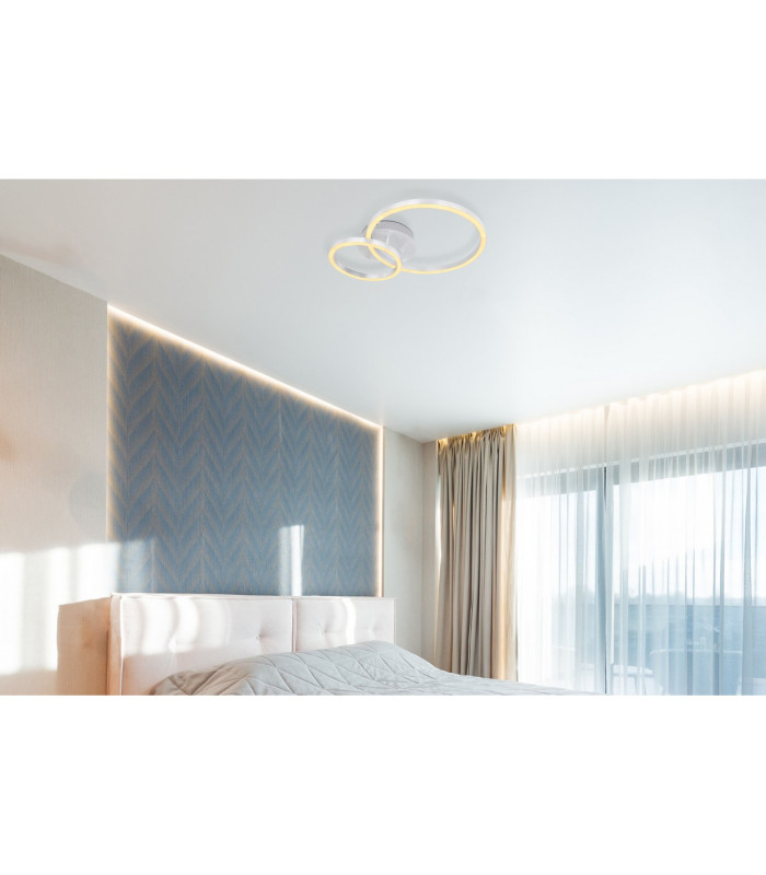 Reggy Integrated LED Semi Flush Ceiling Light Aluminium Brushed 2x LED 3000K-6