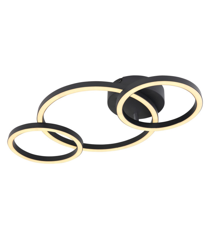 Reggy Triple Ring Integrated LED Semi Flush Ceiling Light Black 3x LED 3000K-1