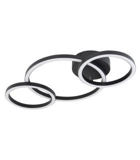 Reggy Triple Ring Integrated LED Semi Flush Ceiling Light Black 3x LED 3000K-2