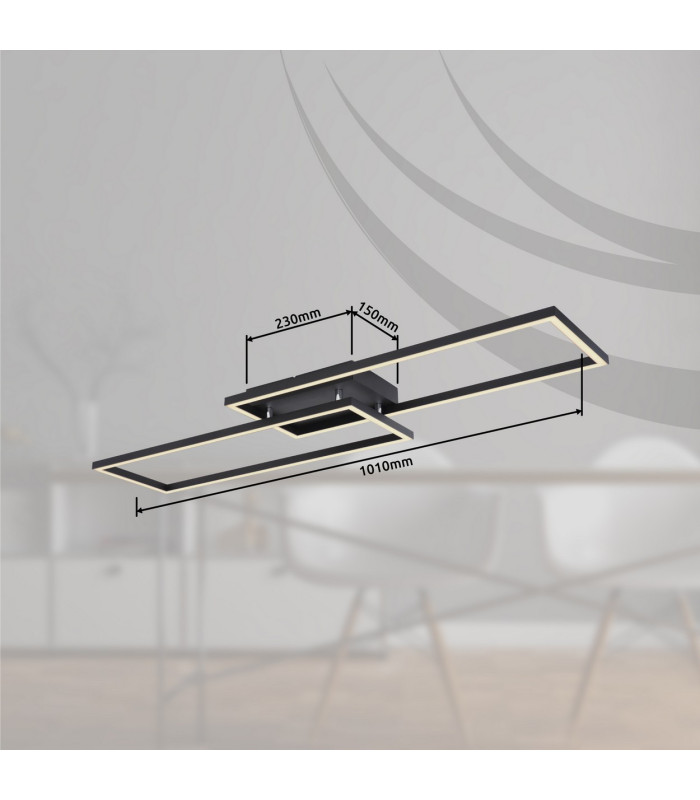 Tatjana Integrated LED Semi Flush Ceiling Light Matt Black 2x LED 3000-6500K-9