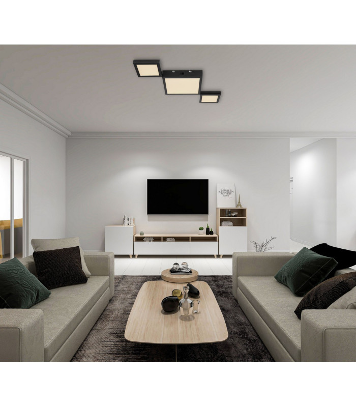 Burkhard Integrated LED Semi Flush Ceiling Light Matt Black 3x LED 3000K-6