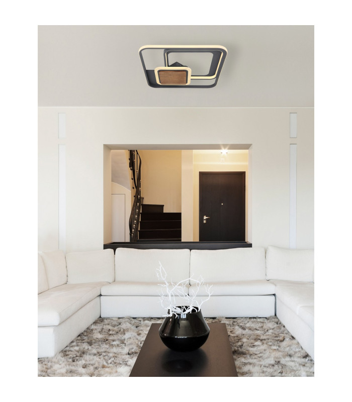 Nirra 50cm Integrated LED Semi Flush Ceiling Light Graphite LED 3000K-6