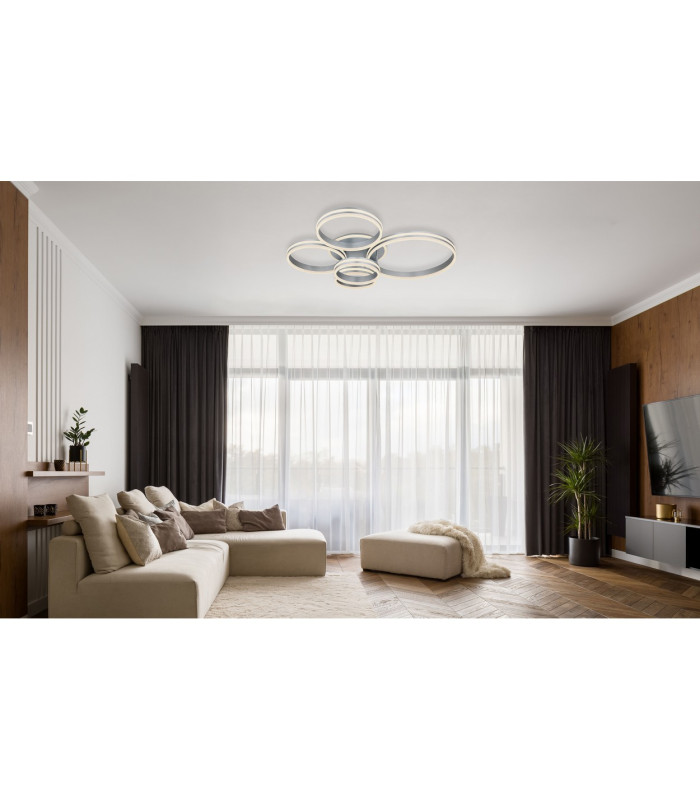 Rubio Integrated LED Semi Flush Ceiling Light Grey 5x LED Dimmable 2700-6000K Remote Control-8