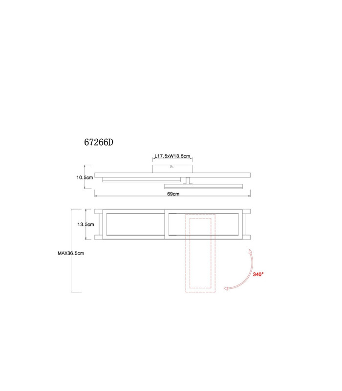 Illa Integrated LED Semi Flush Ceiling Light Matt Black 2x LED 3000K-11