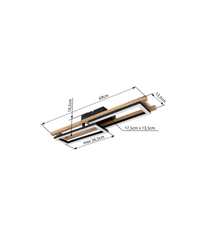 Illa Integrated LED Semi Flush Ceiling Light Matt Black 2x LED 3000K-12