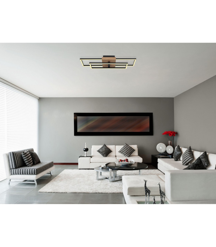 Kendra 60x15cm Integrated LED Semi Flush Ceiling Light Matt Black 2x LED 3000K-10