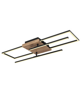 Kendra 80x20cm Integrated LED Semi Flush Ceiling Light Matt Black 2x LED 3000K-1