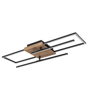 Kendra 80x20cm Integrated LED Semi Flush Ceiling Light Matt Black 2x LED 3000K-2