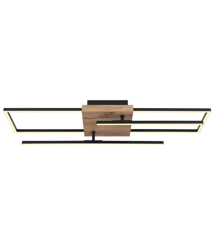 Kendra 80x20cm Integrated LED Semi Flush Ceiling Light Matt Black 2x LED 3000K-3