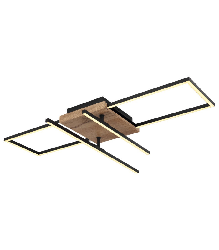 Kendra 80x20cm Integrated LED Semi Flush Ceiling Light Matt Black 2x LED 3000K-6